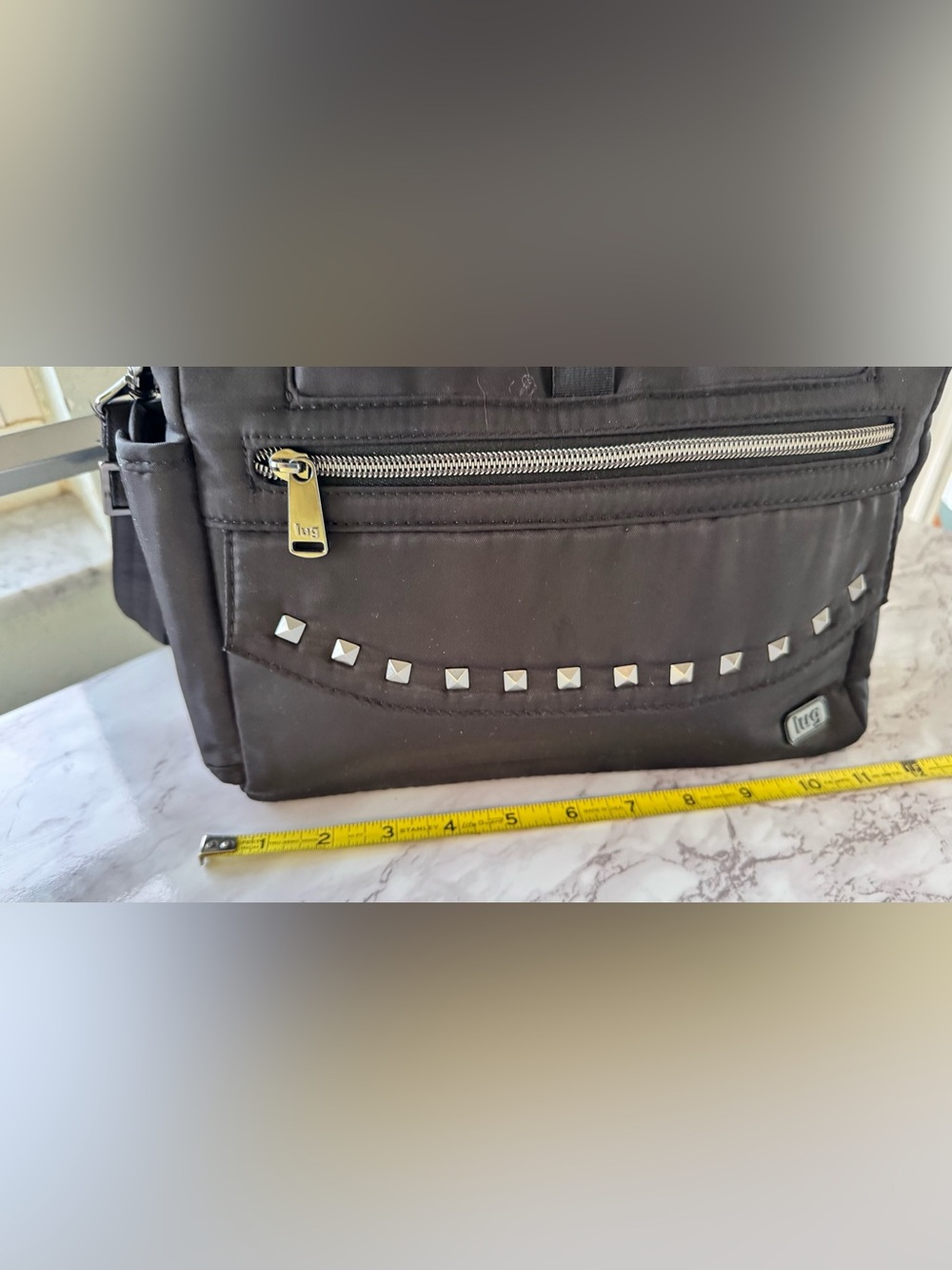 Lug Pacer RFID Crossbody Travel Organizer Bag Black Studded Nylon EUC - Picture 10 of 16